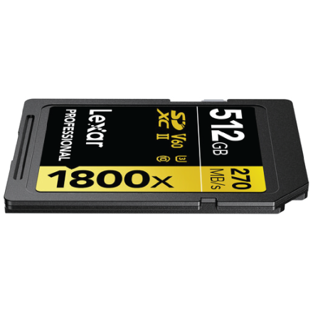 Lexar Professional 1800x SDXC UHS-II U3 | 512GB | Gold Series Memory Card
