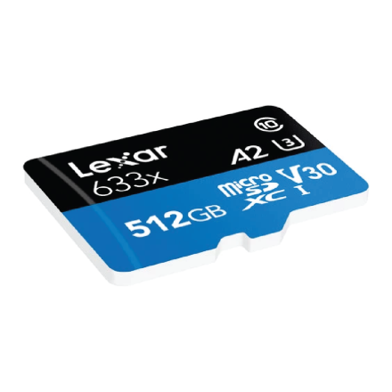 LEXAR 633x | 512GB | R100/W45 MB/s | Micro SDXC Memory Card