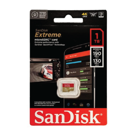 SanDisk Extreme microSDXC | (256GB/512GB/1TB) | V30 | 190MB/s R |  130MB/s W | Memory Card